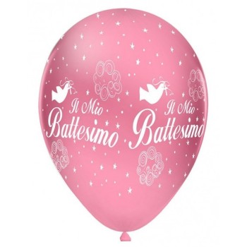 Palloncini lattice 12" Il mio battesimo rosa stampa bianca - Cf. 100 pz