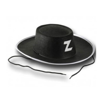 Cappello in feltro nero Zorro con bordo bianco