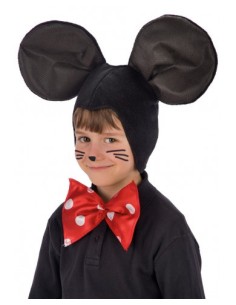 Cappuccio bimbo topolino in pile con papillon