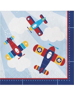 Tovaglioli carta Cm. 33x33 - Lil Flyer Airplane - Cf. 16 pezzi