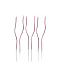 Candeline per torta swirl metallizzate Cm. 16 - Rosa Gold - Blister 6 pezzi