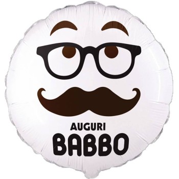 Palloncino mylar 18" Cm. 45 Auguri Babbo rotondo bianco