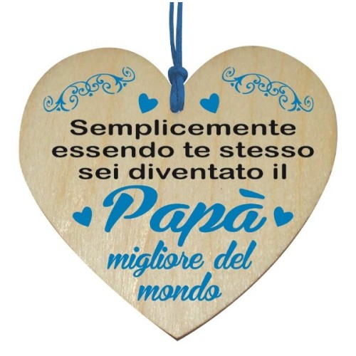 Cuore in legno da appendere Cm. 10 con...