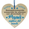 Cuore in legno da appendere Cm. 10 con messaggio Papà
