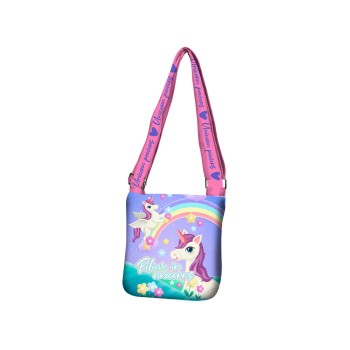 Borsetta tracollina piatta Unicorno arcobaleno