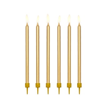 Candeline per torta lisce Cm. 12,5 - Gold - Cf. 12 pz