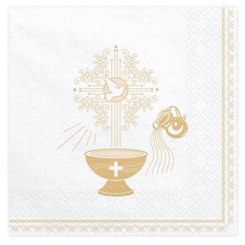 Tovaglioli carta Cm. 33x33 - Battesimo calice - Cf. 20 pz