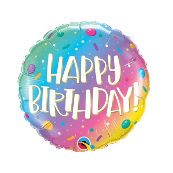 Palloncino mylar 18" Cm. 45 - Happy Brithday Ombre Qualatex