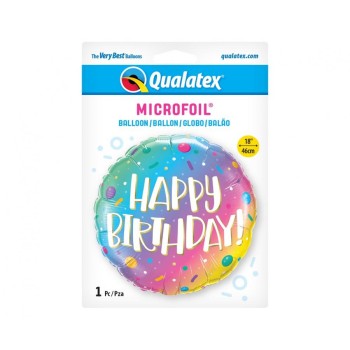 Palloncino mylar 18" Cm. 45 - Happy Brithday Ombre Qualatex 2