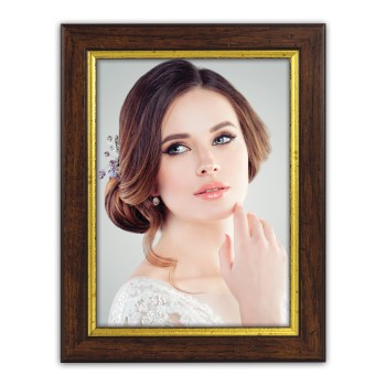 Portafoto in legno anticato bordo oro Cm. 23,7x28,7 -...