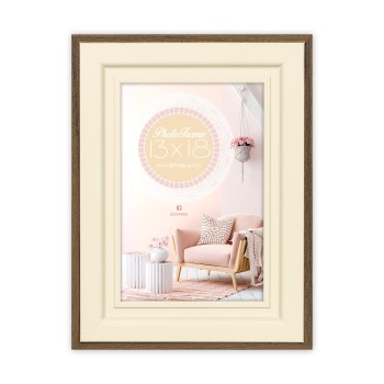 Portafoto in legno marrone/avorio Cm. 18,5x23,5 - Foto...