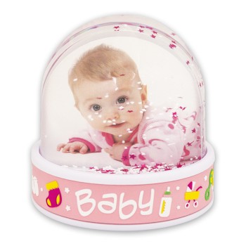 Globo sfera portafoto Baby Cm. 9,5 - Baby Rosa