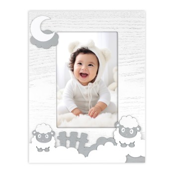 Portafoto in legno baby pecorelle Cm. 17x22 - Foto cm. 10x15
