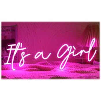 Scritta neon light It's a Girl rosa Cm. 69x21