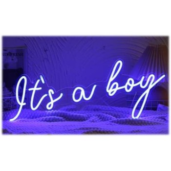 Scritta neon light It's a boy celeste Cm. 70x30