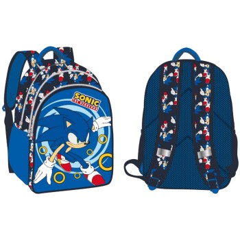Zaino scuola tripla zip deluxe Cm. 42x32 – Sonic