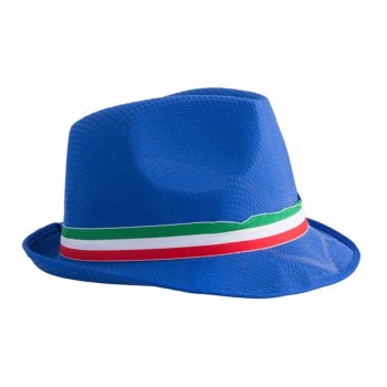 Cappello in tessuto blu con fascia tricolore Italia
