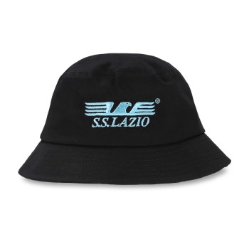 Cappello pescatore nero con logo ricamato SS Lazio