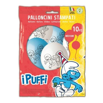 Palloncini in lattice Puffi - Blister 10 pezzi