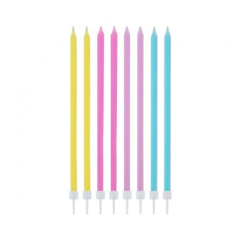Candeline per torta stelo Cm. 14,5 - Mix pastello -...