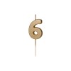Candelina per torta Cm. 4,5 – Oro Gold metallizzata – Numero 6