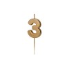 Candelina per torta Cm. 4,5 – Oro Gold metallizzata – Numero 3