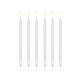 Candelina per torta stelo Cm. 14 – Bianco – Blister 12 pezzi