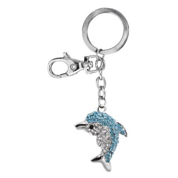 Portachiavi delfino azzurro con strass