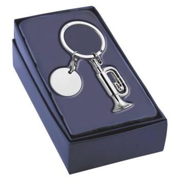 Portachiavi metallo cromato "Tromba" in scatola regalo 2