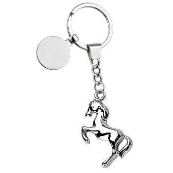 Portachiavi metallo cromato "Cavallo" in scatola regalo