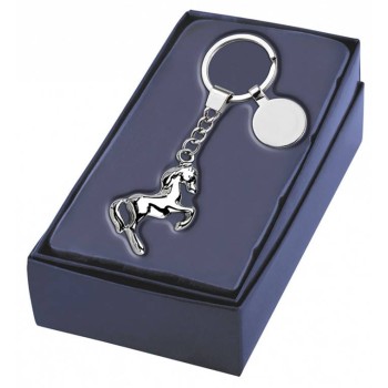 Portachiavi metallo cromato "Cavallo" in scatola regalo 2