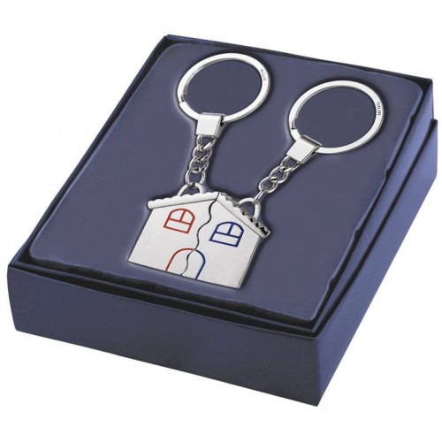Portachiavi metallo "Mezza Casa" in scatola regalo