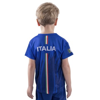 T-shirt blu acetata con stampa tricolore - Italia -... 2
