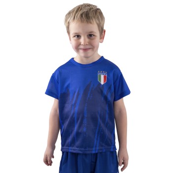 T-shirt blu acetata con stampa tricolore - Italia -...