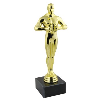 Statuina trofeo dorato con base marmo Cm. 15 in scatola...