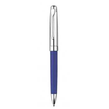Penna sfera in metallo blu e cromata