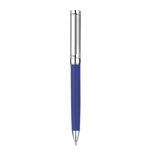 Penna sfera in metallo blu e cromata