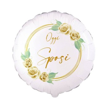 Palloncino mylar 9" minishape - Oggi sposi rose bianche -...