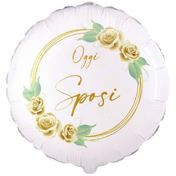 Palloncino mylar 18" Cm. 45 - Rotondo Oggi Sposi rose...