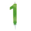 Candelina Per Torta Numero Maxi Glitter Verde N.1