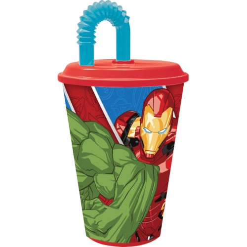 Bicchiere plastica con cannuccia 430 ML – Avengers