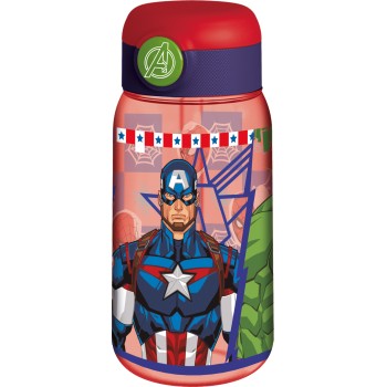 Borraccia con cannuccia trasparente Pop Up 510 ML – Avengers