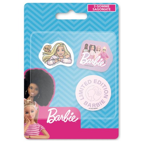 Blister 3 gomme per cancellare sagomate - Barbie