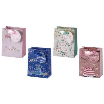 Busta regalo patinata Cm. 12x7x15 - Happy Birthday