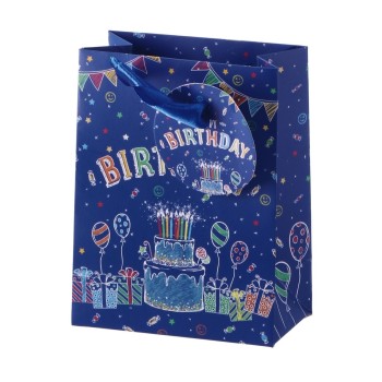 Busta regalo patinata Cm. 12x7x15 - Happy Birthday 2