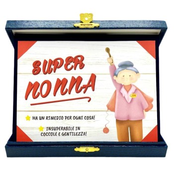 Targa con cofanetto rettangolare Cm. 21x17 - Super Nonna