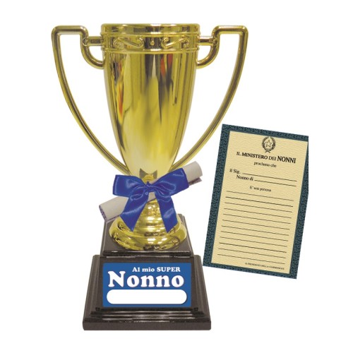 Coppa trofeo due manici dorata Cm. 19 con...