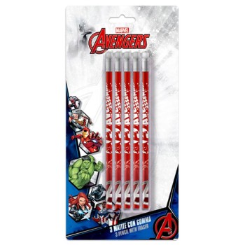 Blister 5 matite con gomma in blister - Avengers