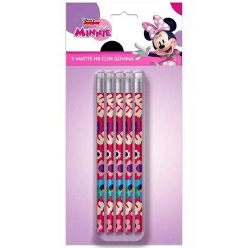 Blister 5 matite con gomma in blister - Minnie