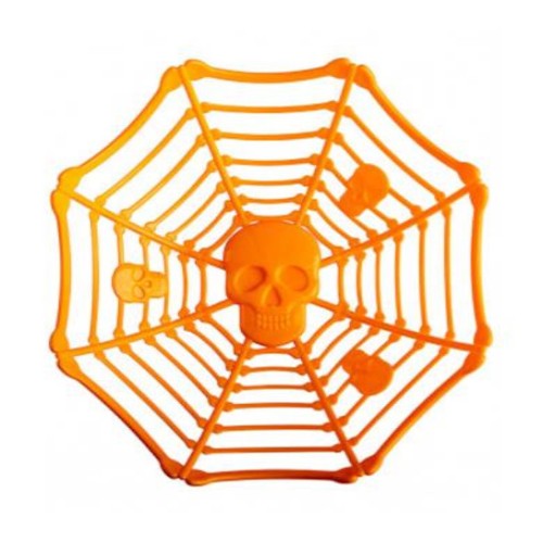 Cestino arancione con teschio Cm. 26